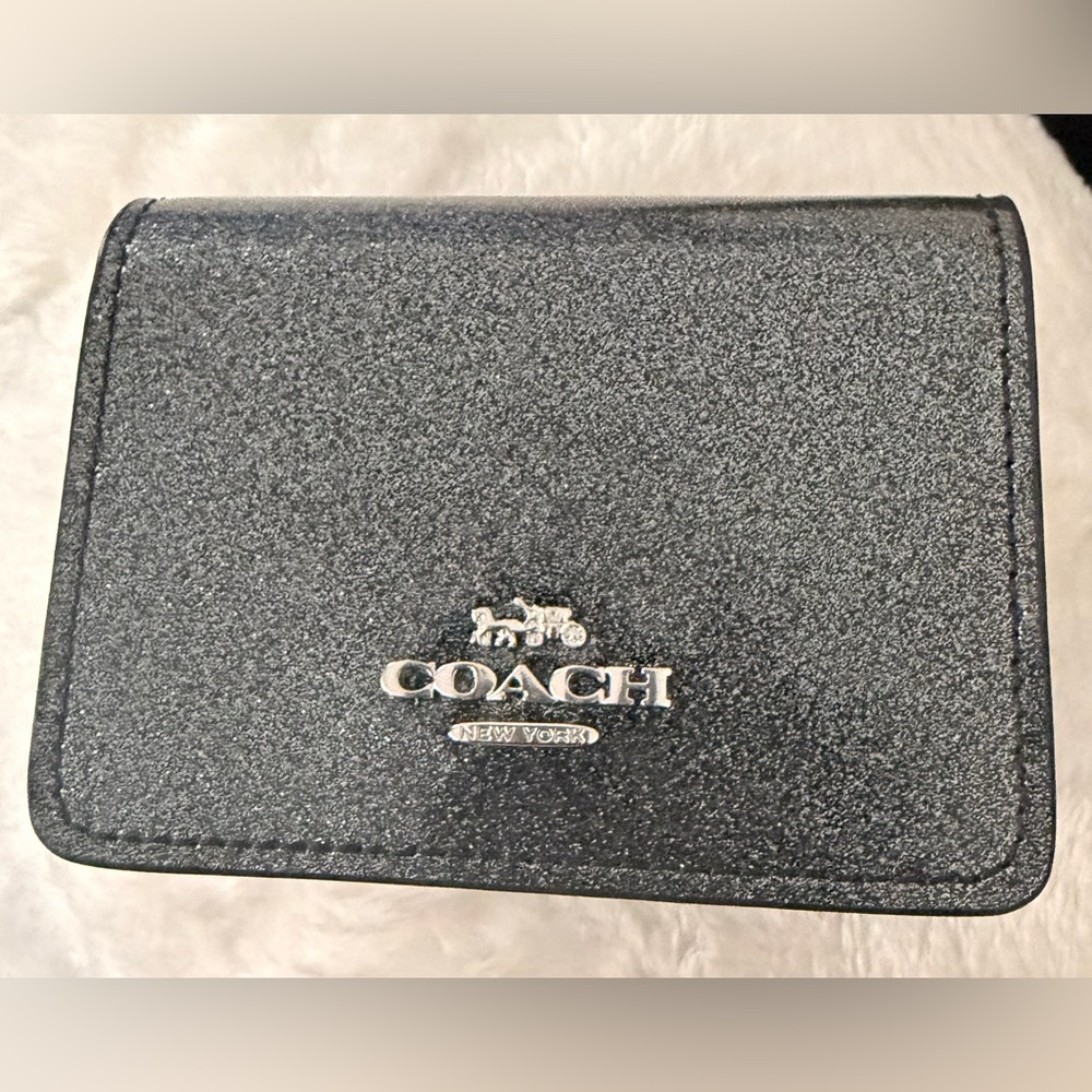 Coach Black Glitter Leather Mini Chain Crossbody / Card Holder | Authentic - Picture 7 of 15